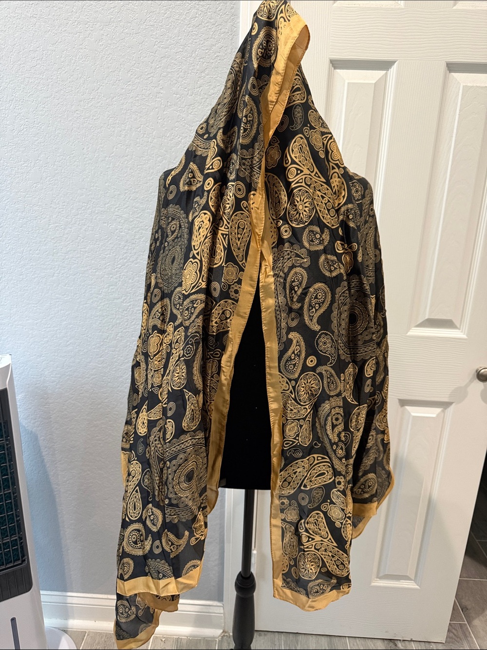 Black and Gold Paisley Sheer Shawl - Versatile Women's Wrap